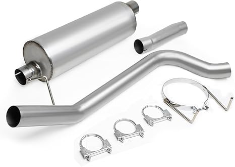 Exhaust Muffler Stainless Steel Exhaust Tip Universal 15 Length (Burnt 2 Inlet 3 Outlet)