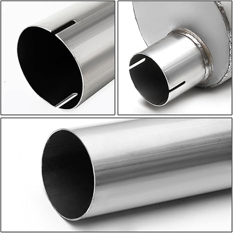 Exhaust Muffler Stainless Steel Exhaust Tip Universal 15 Length (Burnt 2 Inlet 3 Outlet)