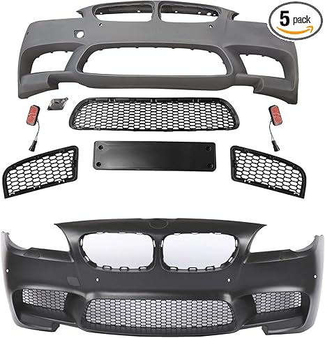 M5 Style Front Bumper Compatible with 2011-2017 BMW F10 5 Series Sedan - Front Bumper Cover Kit w/o PDC w/o Fog Light